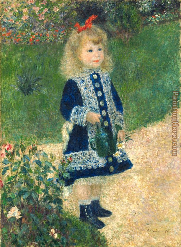 A Girl with a Watering Can painting - Pierre Auguste Renoir A Girl with a Watering Can art painting